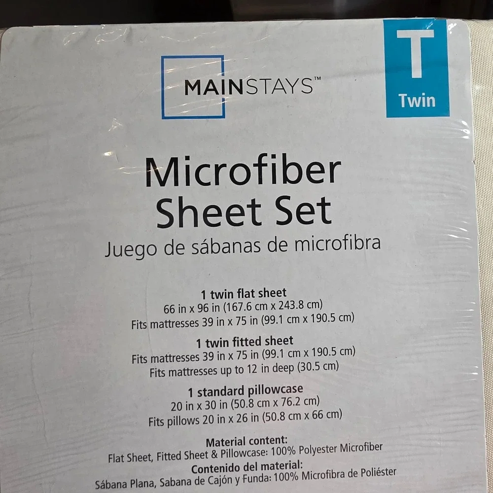 Mainstays Twin Microfiber Sheet Set Fresh Ivory 3 Piece MS45-002-301-01 O4